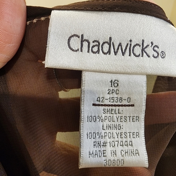 CHADWICKS women's brown tunic see though embroidered material top size 16 - Picture 5 of 10